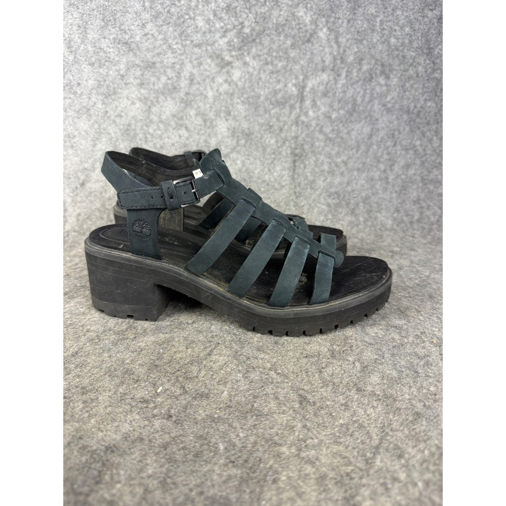 Timberland London Vibe Black Nubuck Gladiator Strappy Platform Sandals A2A3G 8.5